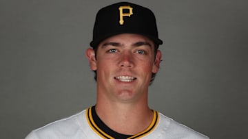 Feb 18, 2025; Bradenton, FL, USA; Pittsburgh Pirates pitcher Hunter Barco (89) poses for a photo during media day at Pirate City. Mandatory Credit: Kim Klement Neitzel-Imagn Images