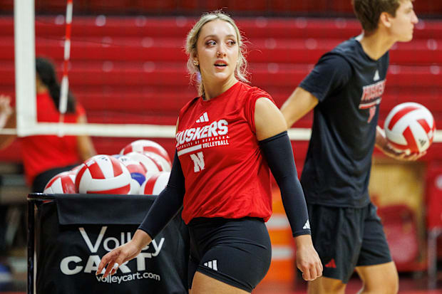 Nebraska volleyball defensive specialist/libero Laney Choboy at practice ahead of the 2025 season.