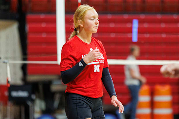 Nebraska volleyball defensive specialist/libero Olivia Mauch at practice ahead of the 2025 season.