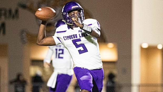 Chartrael Jenkins of the Cypress Lake High School football team scored two touchdowns in a win over Island Coast