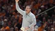 Vanderbilt head coach Mark Byington yells to the court during a men’s college basketball game between Tennessee and Vanderbilt at Thompson-Boling Arena at Food City Center, Saturday, Feb. 15, 2025.
