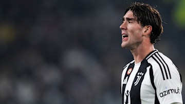 Dusan Vlahovic of Juventus FC looks on during the Serie A...