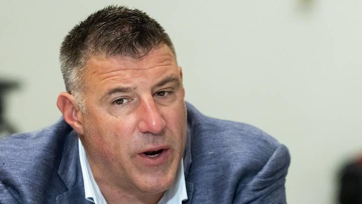 New England Patriots head coach Mike Vrabel speaks to the media during the 2026 NFL Annual League Meeting