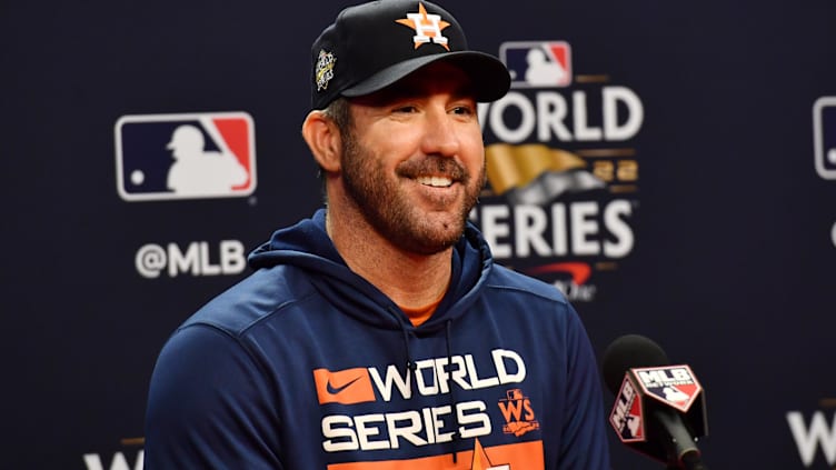 Nov 2, 2022; Philadelphia, Pennsylvania, USA; Houston Astros starting pitcher Justin Verlander (35)