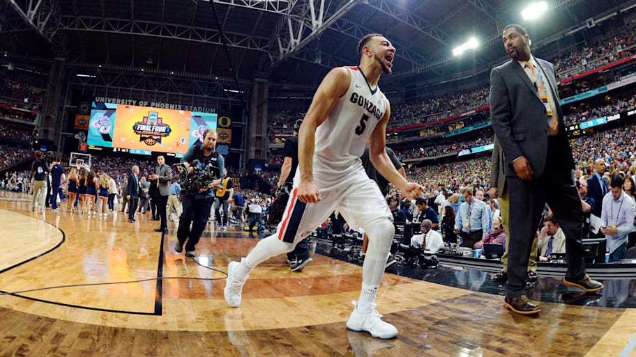 Johnathan Williams celebrates Gonzaga’s win over South Carolina in the 2017 men’s Final Four.