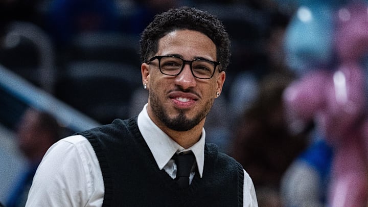 Indiana Pacers guard Tyrese Haliburton (0) in the first half against the New Orleans Pelicans at Gainbridge Fieldhouse.