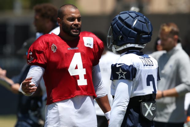 Dak Prescott, Brandin Cooks, Dallas Cowboys training camp