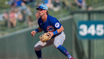 Ben Cowles plays the infield for the Chicago Cubs at 2025 spring training.