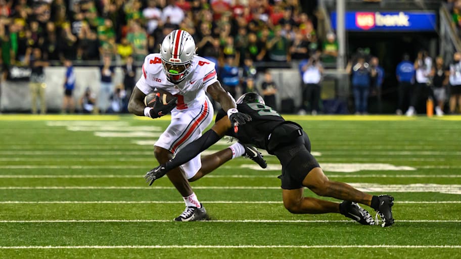 Ohio State Buckeyes wide receiver Jeremiah Smith called Oregon's Autzen Stadium the loudest place he's ever played. | Craig Strobeck-Imagn Images