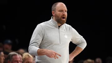 Mar 10, 2025; Memphis, Tennessee, USA; Memphis Grizzlies head coach Taylor Jenkins looks on during the fourth quarter against the Phoenix Suns at FedExForum. Mandatory Credit: Petre Thomas-Imagn Images