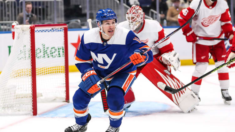 Mar 4, 2023; Elmont, New York, USA;  New York Islanders left wing Zach Parise (11) at UBS Arena.