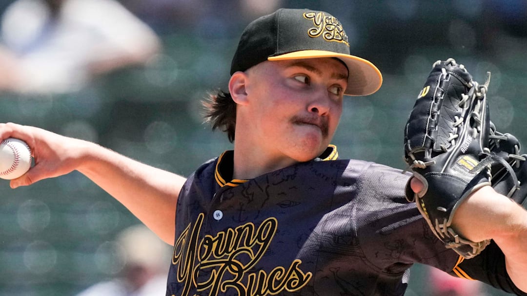 Indianapolis Indians starting pitcher Bubba Chandler (53) throws at Victory Field.