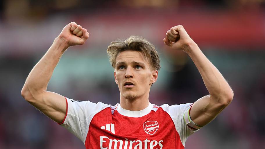 Arsenal’s captain Martin Ødegaard celebrating.