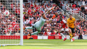 Saka abriu o placar do Arsenal contra o Wolves