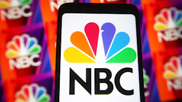 In this photo illustration, NBC (National Broadcasting...