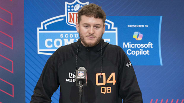 Texas Longhorns quarterback Quinn Ewers at the NFL Scouting Combine