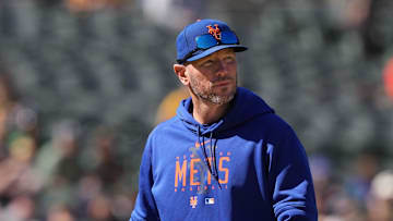 Apr 16, 2023; Oakland, California, USA; New York Mets pitching coach Jeremy Hefner walks to the dugout during the eighth inning against the Oakland Athletics at RingCentral Coliseum. Mandatory Credit: Darren Yamashita-Imagn Images