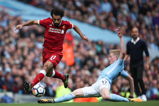 Mohamed Salah (left) and Kevin De Bruyne. Mohamed Salah (left) and Kevin De Bruyne.