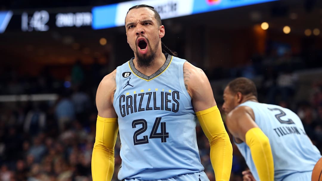 Mar 29, 2023; Memphis, Tennessee, USA; Memphis Grizzlies forward Dillon Brooks (24) reacts after a basket during the first half against the Los Angeles Clippers at FedExForum. Mandatory Credit: Petre Thomas-Imagn Images Mar 29, 2023; Memphis, Tennessee, USA; Memphis Grizzlies forward Dillon Brooks (24) reacts after a basket during the first half against the Los Angeles Clippers at FedExForum. Mandatory Credit: Petre Thomas-Imagn Images