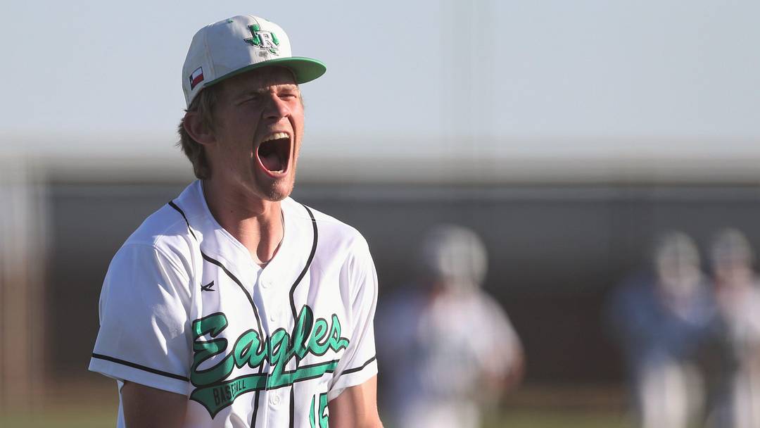Ropes' Kade Franklin reacts after a win over New Home in a District 4-2A baseball game Wednesday, April 15, 2026, at the Ropes ISD baseball field in Ropesville.