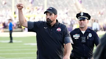 Ohio State Buckeyes head coach Ryan Day leaves the field following the NCAA football game against the Washington Huskies at Husky Stadium in Seattle on Sept. 27, 2025. Ohio State won 24-6.