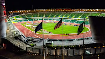 Hayward Field in Eugene, Ore,, home of the 2024 NCAA Division 1 Track and Field Championship.