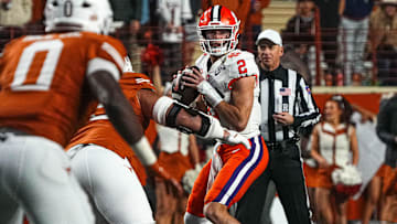 Clemson quarterback Cade Klubnik (2) throws a pass during the game against the Texas Longhorns in the first round of the College Football Playoffs at Darrell K Royal-Texas Memorial Stadium on Saturday, Dec. 21, 2024.