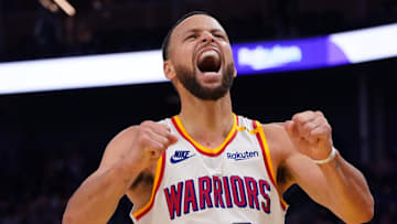 Dec 8, 2024; San Francisco, California, USA; Golden State Warriors guard Stephen Curry (30) shows frustration after being fouled during a game against the Minnesota Timberwolves in the third period at Chase Center. Mandatory Credit: David Gonzales-Imagn Images