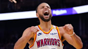 Dec 8, 2024; San Francisco, California, USA; Golden State Warriors guard Stephen Curry (30) shows frustration after being fouled during a game against the Minnesota Timberwolves in the third period at Chase Center. Mandatory Credit: David Gonzales-Imagn Images