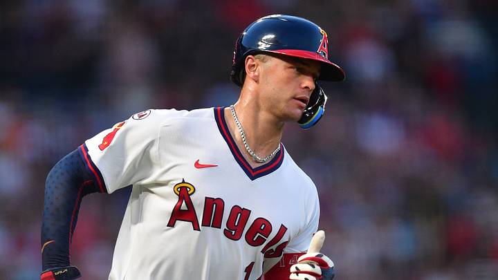 Los Angeles Angels catcher Logan O'Hoppe (14) runs