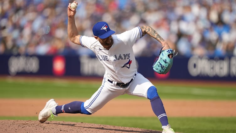 Jun 10, 2023; Toronto, Ontario, CAN; Toronto Blue Jays pitcher Adam Cimber (90) throws against the