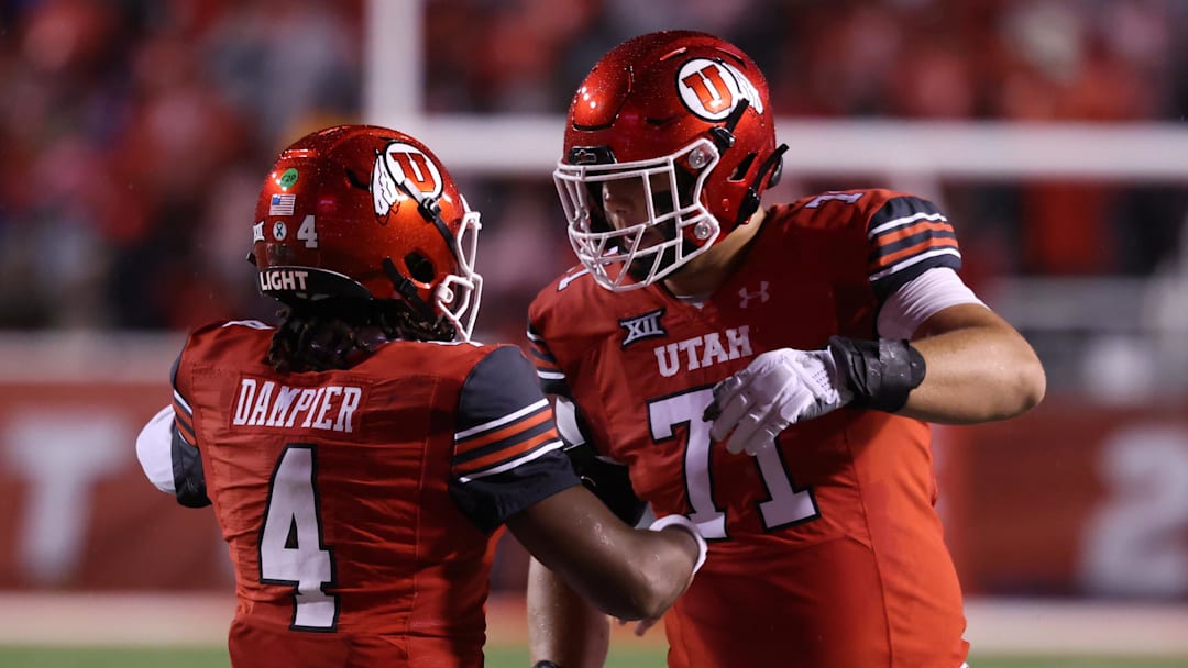 Oct 11, 2025; Salt Lake City, Utah, USA; Utah Utes offensive lineman Caleb Lomu could be an intriguing option for the New York Giants at pick #5 in the upcoming NFL Draft.