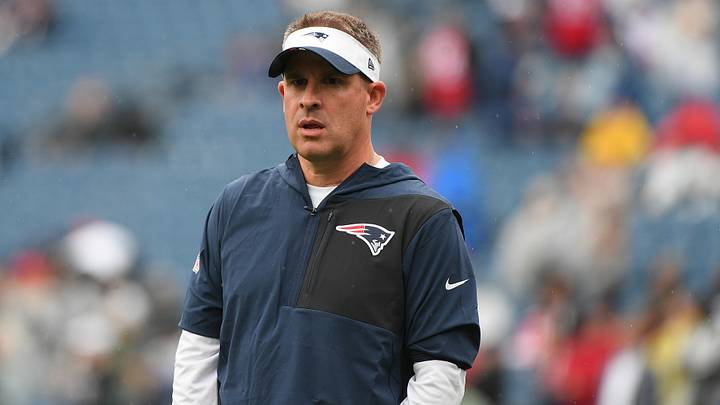 New England offensive coordinator Josh McDaniels before the game against the Las Vegas Raiders at Gillette Stadium.