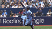 Toronto Blue Jays right fielder George Springer (4) celebrates his second solo home run of the game against the Detroit Tigers as he runs the bases during the third inning at Rogers Centre on July 21.