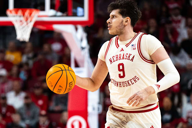 Nebraska Cornhuskers forward Berke Buyuktuncel (9) dribbles.