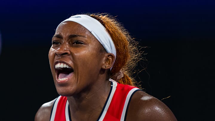 Coco Gauff screams at the 2026 United Cup