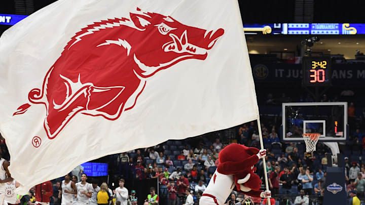 The Arkansas Razorbacks mascot hopes to dash around more than one court with a flag during this season's NCAA Tournament. Coach John Calipari will settle for an invite to the Big Dance while planning for his team to peak at just the right time. The Arkansas Razorbacks mascot hopes to dash around more than one court with a flag during this season's NCAA Tournament. Coach John Calipari will settle for an invite to the Big Dance while planning for his team to peak at just the right time.