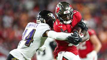Tampa Bay Buccaneers wide receiver Chris Godwin talked about his season-ending injury for the first time since it happened. (Mandatory Credit: Nathan Ray Seebeck-Imagn Images)