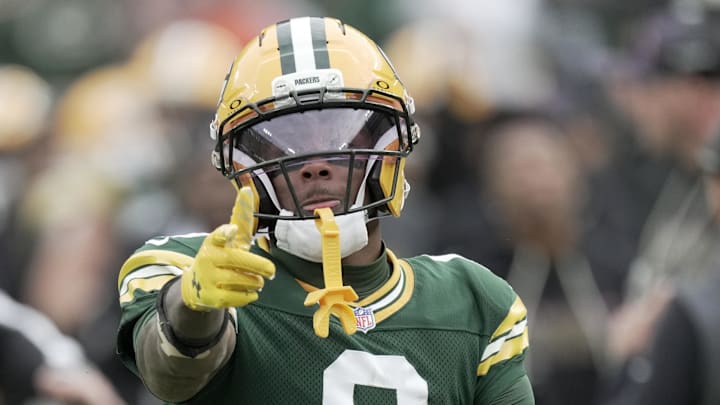 Green Bay Packers wide receiver Matthew Golden (0) reacts after a 35-yard reception against the Cincinnati Bengals at Lambeau Field. Green Bay Packers wide receiver Matthew Golden (0) reacts after a 35-yard reception against the Cincinnati Bengals at Lambeau Field.