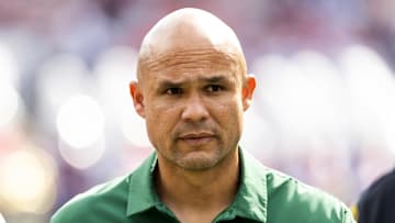 Nov 22, 2025; Tucson, Arizona, USA; Baylor Bears head coach Dave Aranda against the Arizona Wildcats at Casino Del Sol Stadium. Mandatory Credit: Mark J. Rebilas-Imagn Images