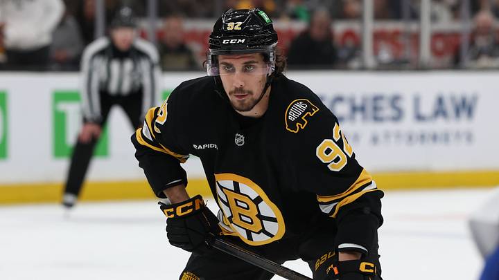 May 1, 2026; Boston, Massachusetts, USA; Boston Bruins center Marat Khusnutdinov (92) during the first period of game six of the first round of the 2026 Stanley Cup Playoffs against the Buffalo Sabres at TD Garden. Mandatory Credit: Winslow Townson-Imagn Images May 1, 2026; Boston, Massachusetts, USA; Boston Bruins center Marat Khusnutdinov (92) during the first period of game six of the first round of the 2026 Stanley Cup Playoffs against the Buffalo Sabres at TD Garden. Mandatory Credit: Winslow Townson-Imagn Images