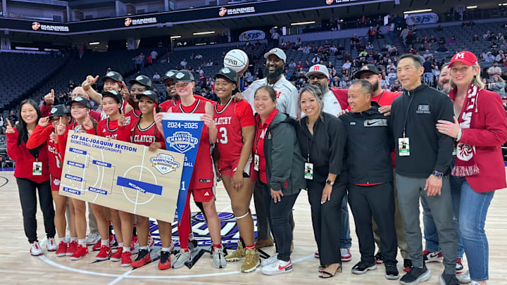 McClatchy girls pose after its 64-53 win over Folsom in the Sac-Joaquin Section Division 1 title game at Golden 1 Center in Sacramento McClatchy girls pose after its 64-53 win over Folsom in the Sac-Joaquin Section Division 1 title game at Golden 1 Center in Sacramento