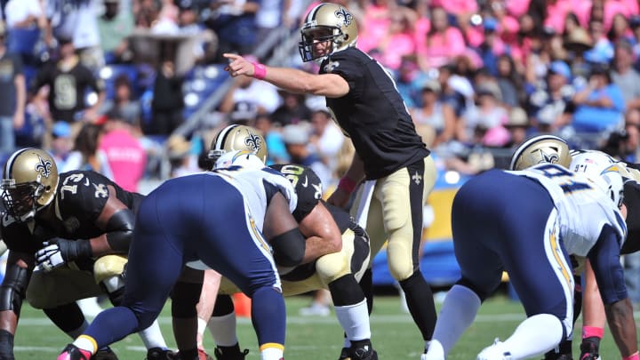New Orleans Saints quarterback Drew Brees (9) against the San Diego Chargers 