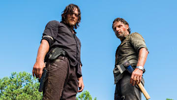 Charles Halford as Yago, Norman Reedus as Daryl Dixon, Andrew Lincoln as Rick Grimes - The Walking Dead _ Season 8, Episode 5