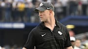 Oct 21, 2017; Annapolis, MD, USA; UCF Knights head coach Scott Frost stands on the field during the third quarter against the Navy Midshipmen at Navy-Marine Corps Memorial Stadium. UCF Knights defeated Navy Midshipmen 31-21. Mandatory Credit: Tommy Gilligan-Imagn Images