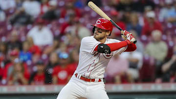 Sep 22, 2022; Cincinnati, Ohio, USA; Cincinnati Reds center fielder Michael Siani (67) at bat during the second inning against the Milwaukee Brewers at Great American Ball Park. Mandatory Credit: Katie Stratman-Imagn Images