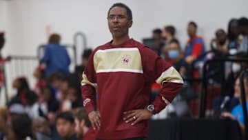 Florida High head coach Charlie Ward looks on from the sidelines in a game between Florida High and Andrew Jackson on Jan. 21, 2023, at Florida High. The Seminoles won 56-40.

J9t2336