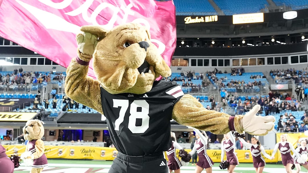 Mississippi State Bulldogs mascot Bully during the first quarter against the Wake Forest Demon Deacons at Bank of America Stadium.