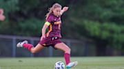Sophia Boman scored twice in the Gophers soccer team's 2-0 victory over South Dakota State in the first round of the NCAA Tournament on Friday, Nov. 15, 2024, at Elizabeth Lyle Robbie Stadium in St. Paul, Minn. 