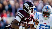 Mississippi State quarterback Kamario Taylor (1) carries the ball against  Ole Miss at Davis Wade Stadium in Starkville, Miss.